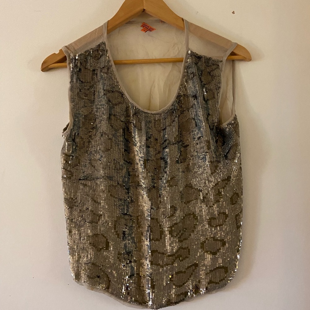 Chan Luu Small Cheetah Print Sequin tank top